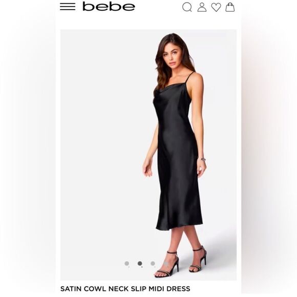 SATIN COWL NECK SLIP MIDI DRESS Women’s Medium - Picture 2 of 8